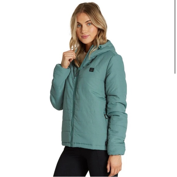 Billabong | A/Div Transport Puffer Zip Up Hooded Jacket in Sage | Size Medium - Picture 2 of 4